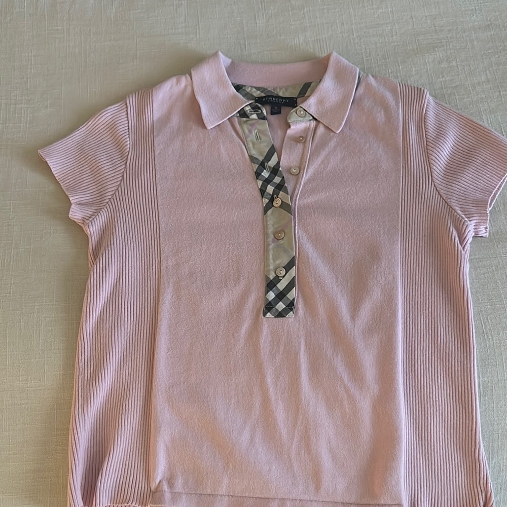 Burberry Pink Polo Top with Classic Collar